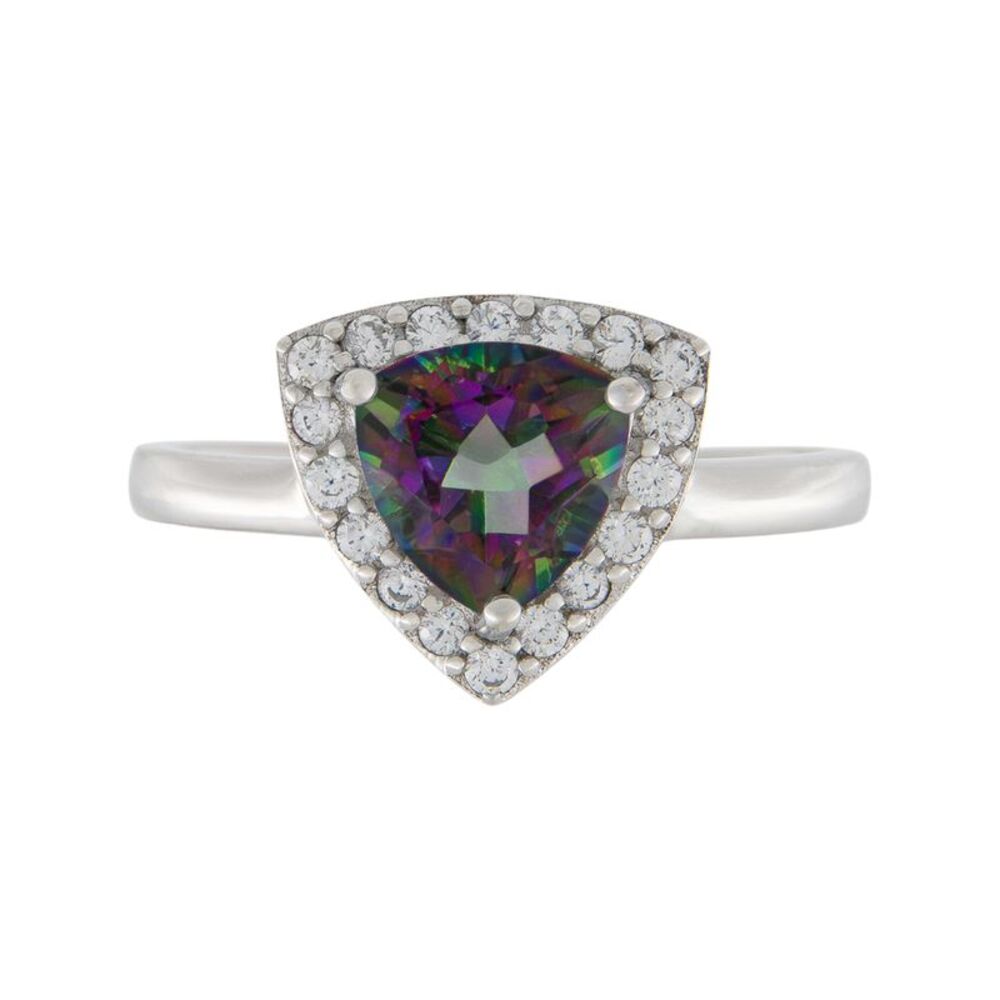 Sterling Silver Mystic Topaz Trillion Cut Statement Ring, Size 9